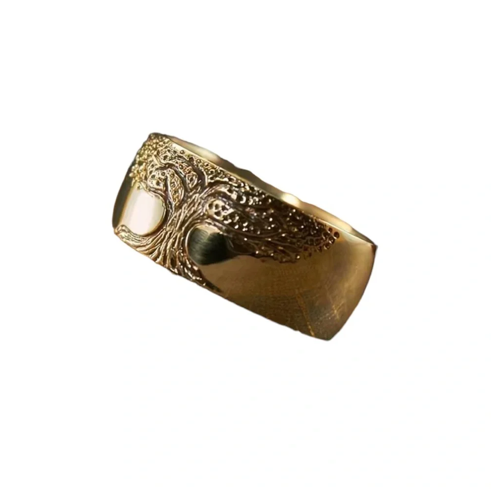 Tree of Life Gold Engraved Ring